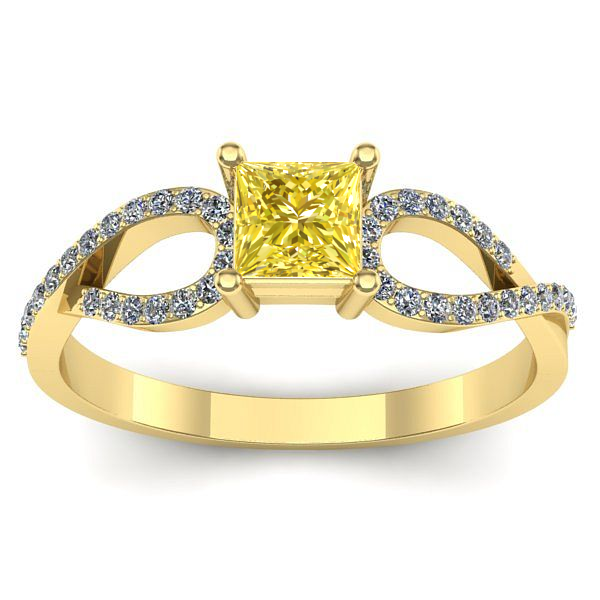 Inel cu safir galben patrat