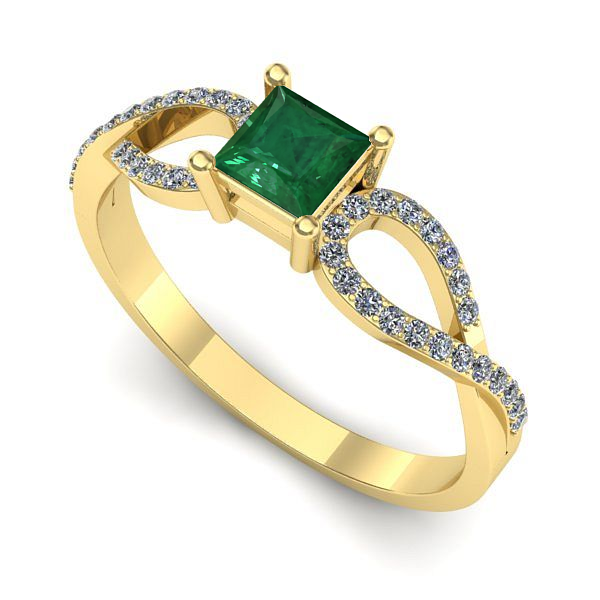 Inel din aur galben cu smarald