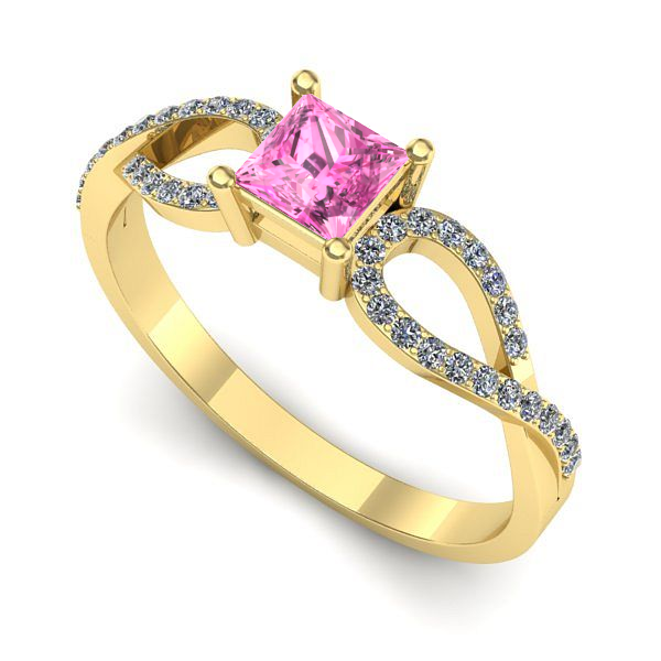 Inel de logodna din aur galben cu safir roz