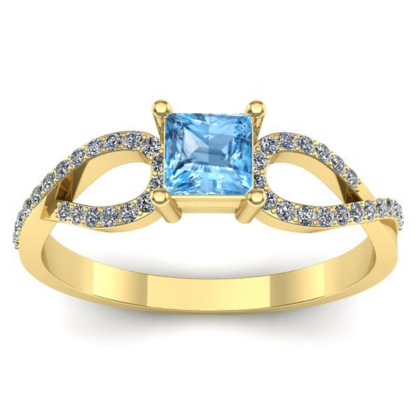 Inel cu topaz blue patrat