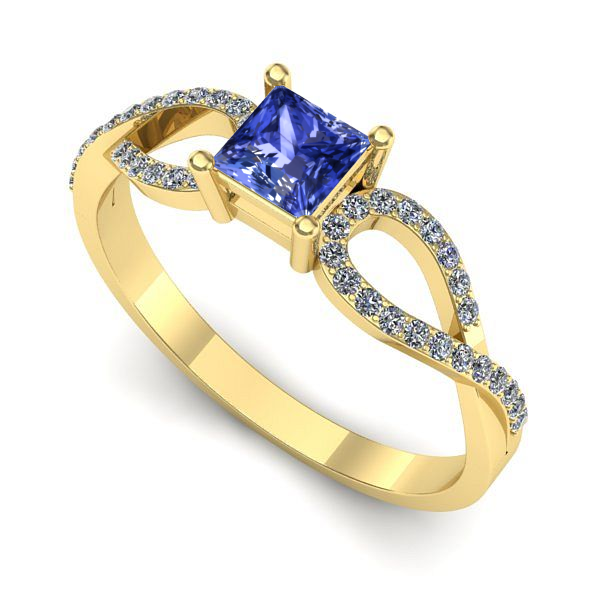 Inel de logodna din aur galben cu tanzanit