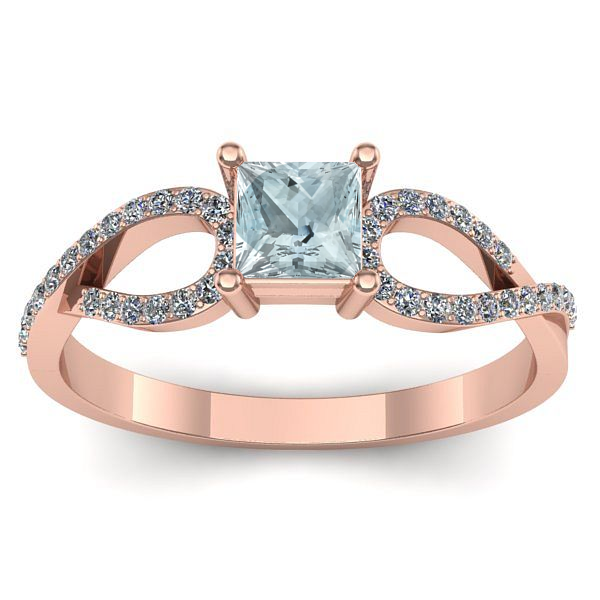 Inel cu aquamarin patrat