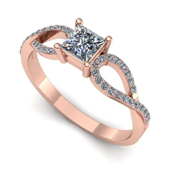 Inel din aur roz cu diamant