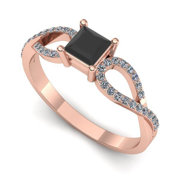 Inel din aur roz cu diamant negru