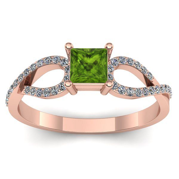 Inel cu peridot patrat