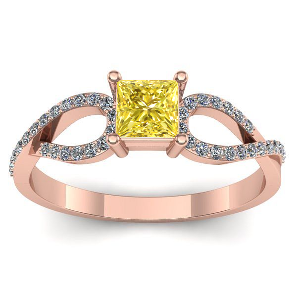 Inel de logodna cu safir galben patrat