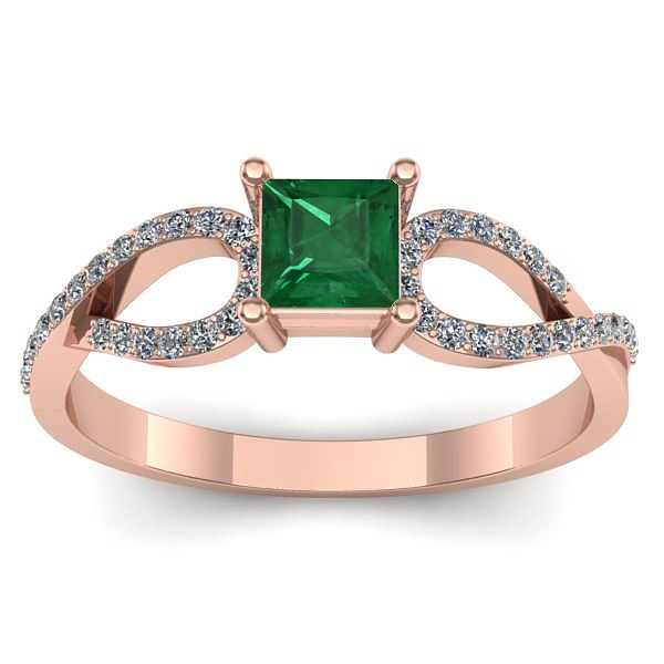 Inel cu smarald patrat