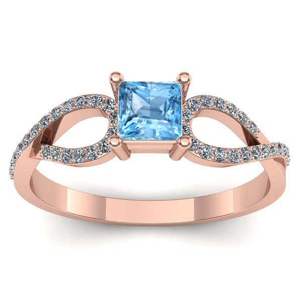 Inel cu topaz blue patrat