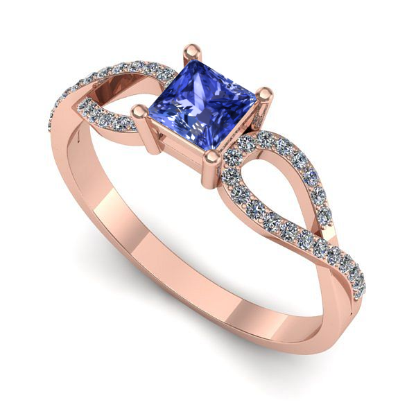 Inel din aur roz cu tanzanit