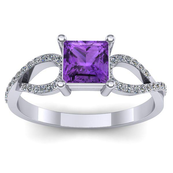 Inel logodna cu ametist patrat