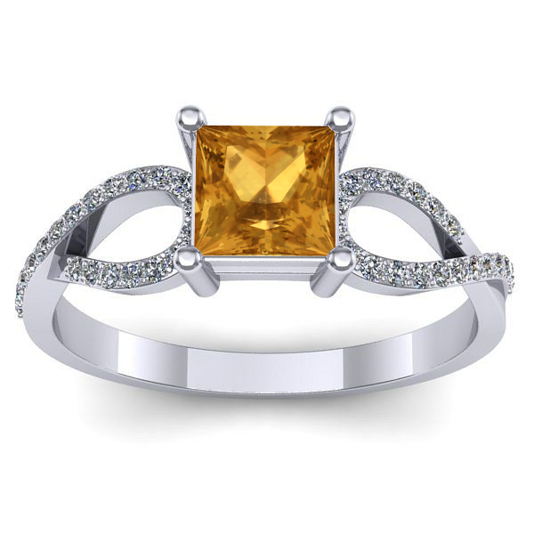 Inel logodna cu citrin patrat
