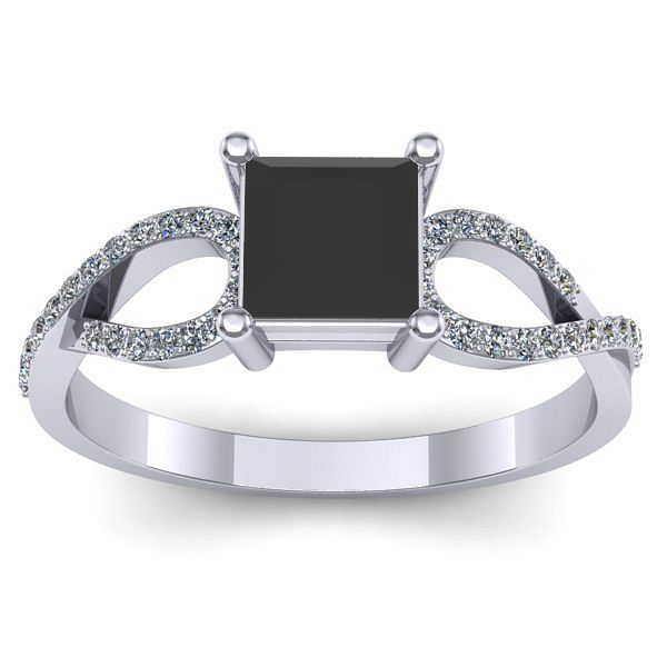 Inel logodna cu diamant negru patrat