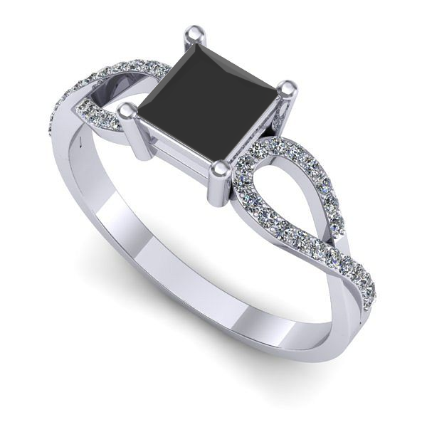 Inel logodna din aur alb cu diamant negru