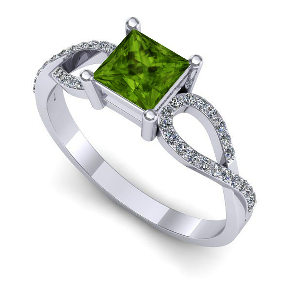 Inel din aur alb cu peridot