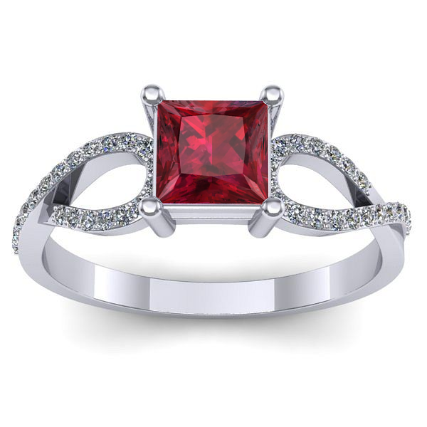 Inel logodna cu rubin patrat