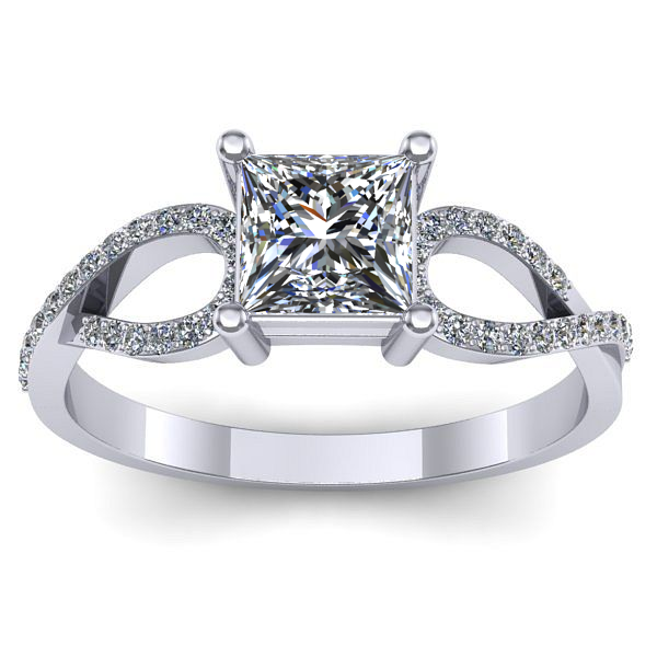 Inel cu diamant de laborator patrat