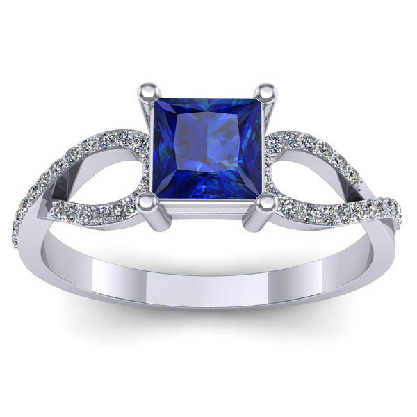 Inel logodna cu safir patrat