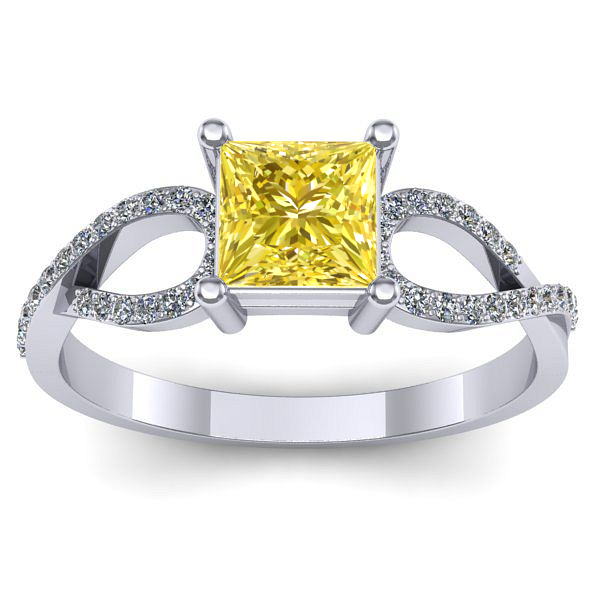 Inel logodna cu safir galben patrat