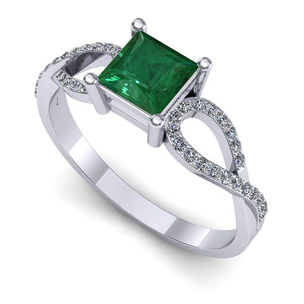 Inel din aur alb cu smarald