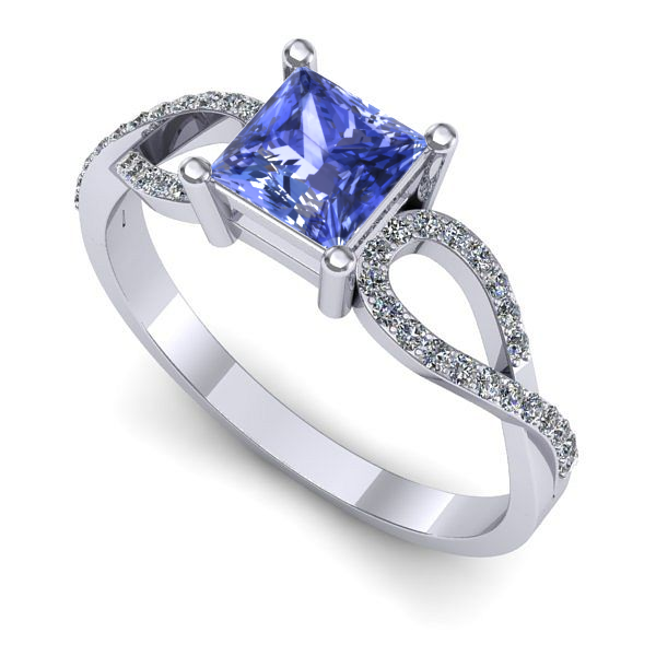 Inel din aur alb cu tanzanit