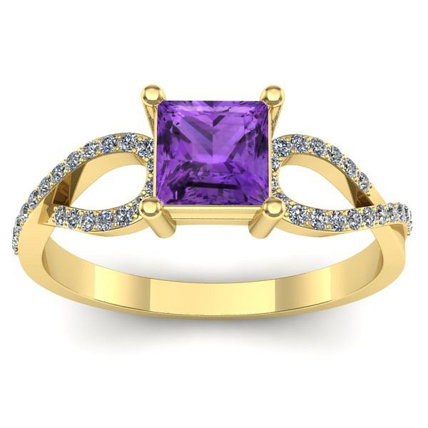 Inel de logodna cu ametist patrat