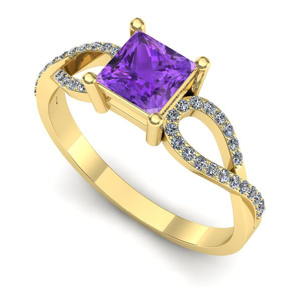 Inel de logodna din aur galben cu ametist