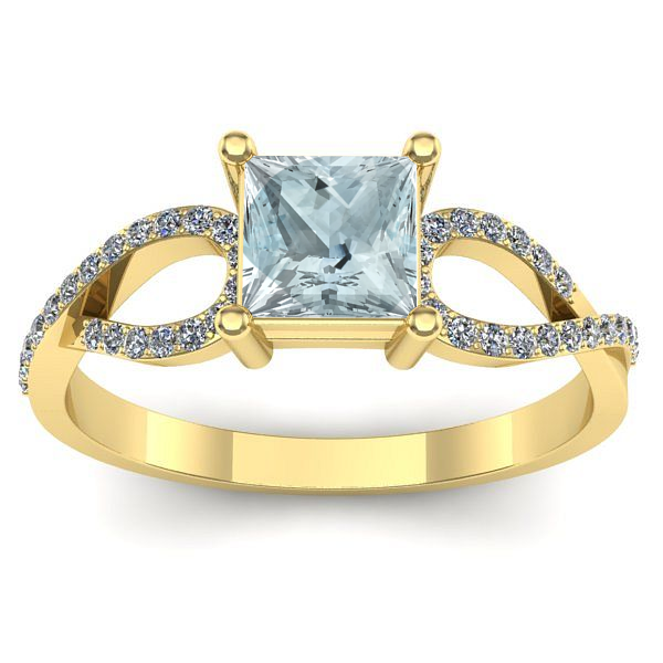 Inel cu aquamarin patrat