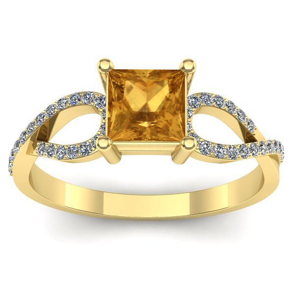 Inel de logodna cu citrin patrat