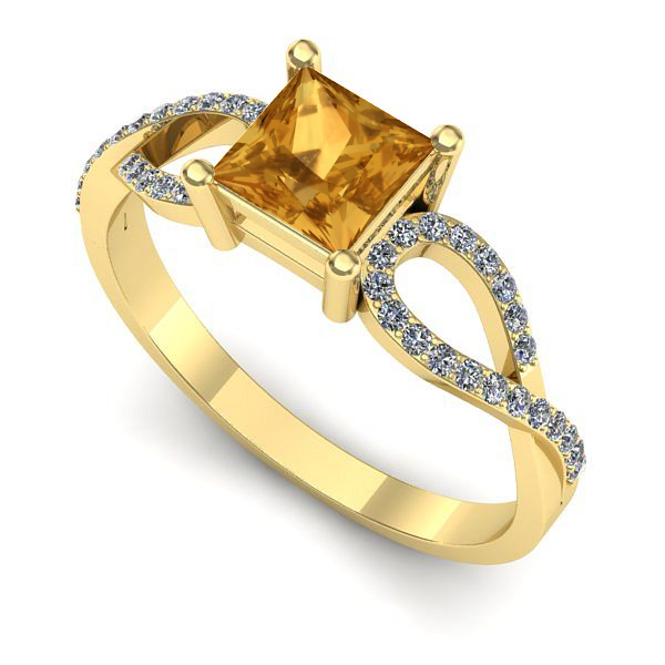 Inel din aur galben cu citrin