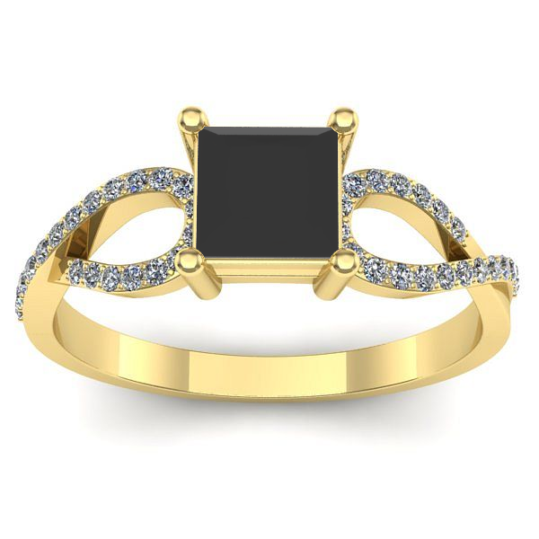 Inel cu diamant negru patrat