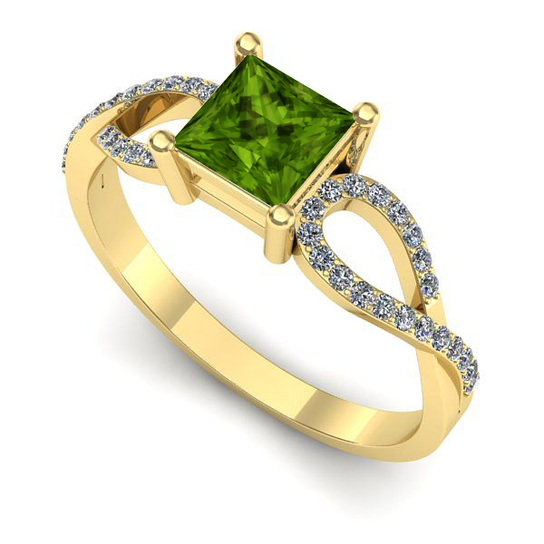 Inel logodna din aur galben cu peridot