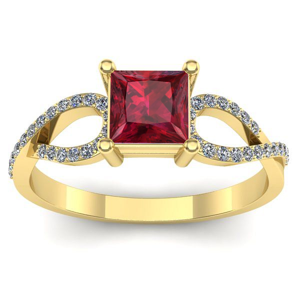 Inel cu rubin patrat