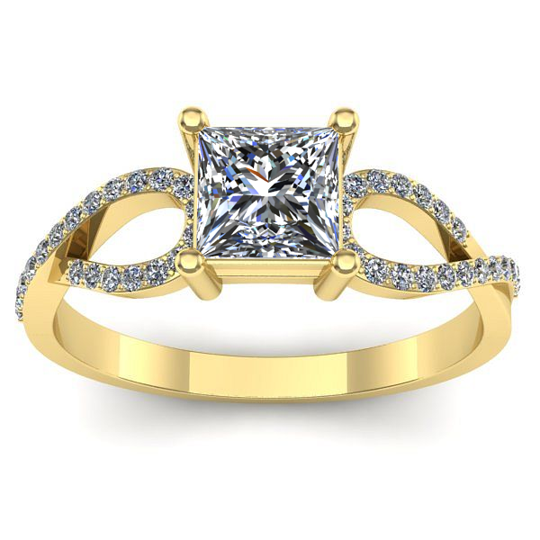 Inel logodna cu safir alb patrat