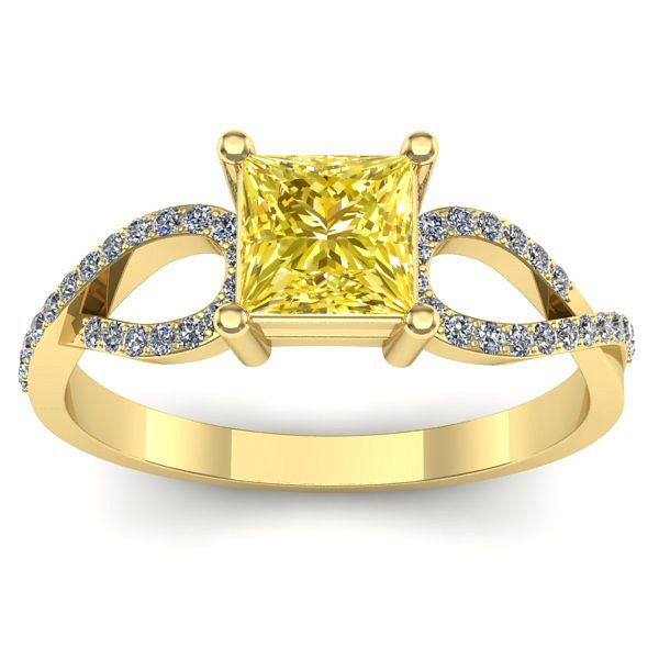 Inel logodna cu safir galben patrat