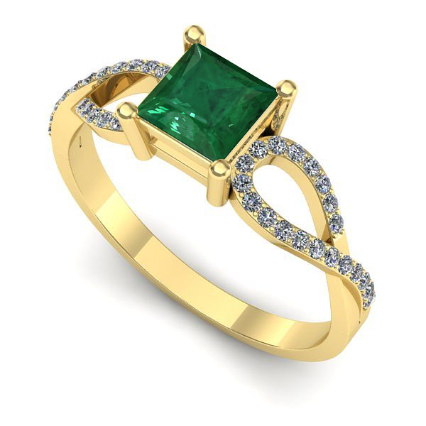 Inel din aur galben cu smarald