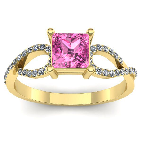 Inel cu safir roz patrat