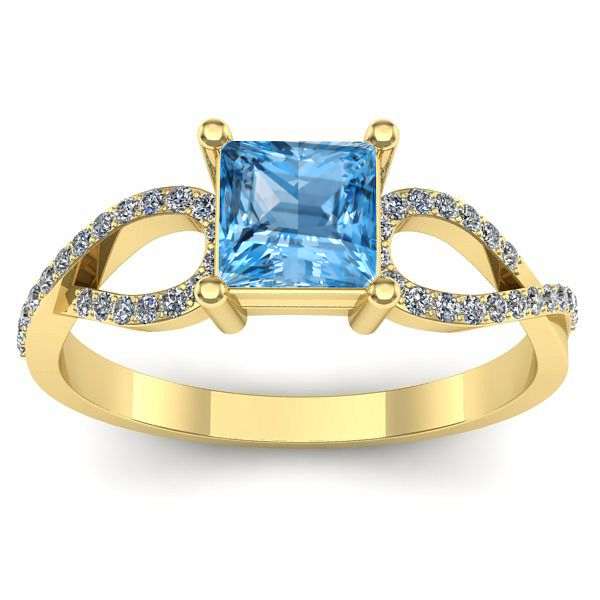 Inel logodna cu topaz blue patrat