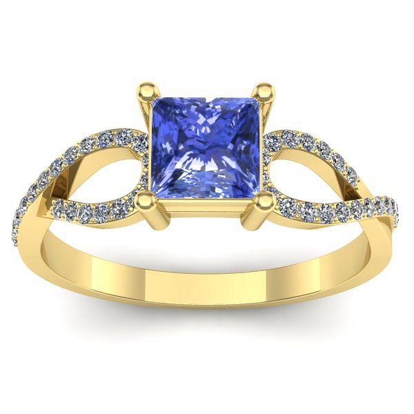 Inel logodna cu tanzanit patrat