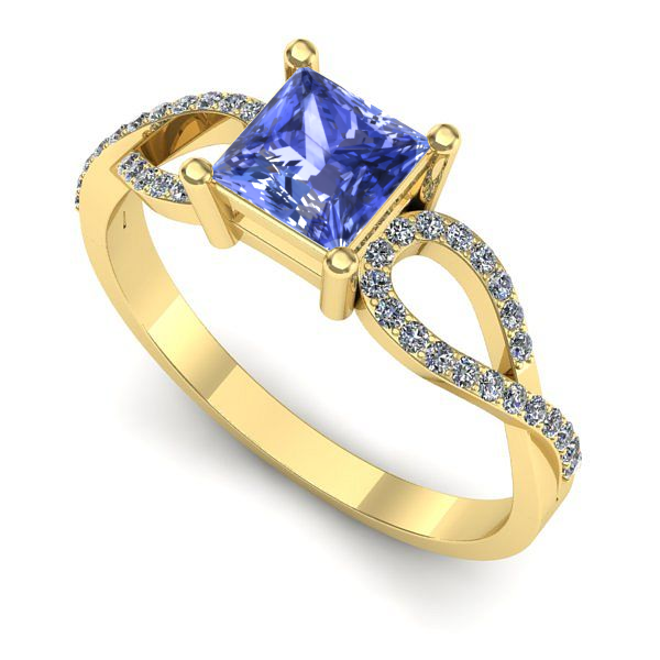 Inel logodna din aur galben cu tanzanit