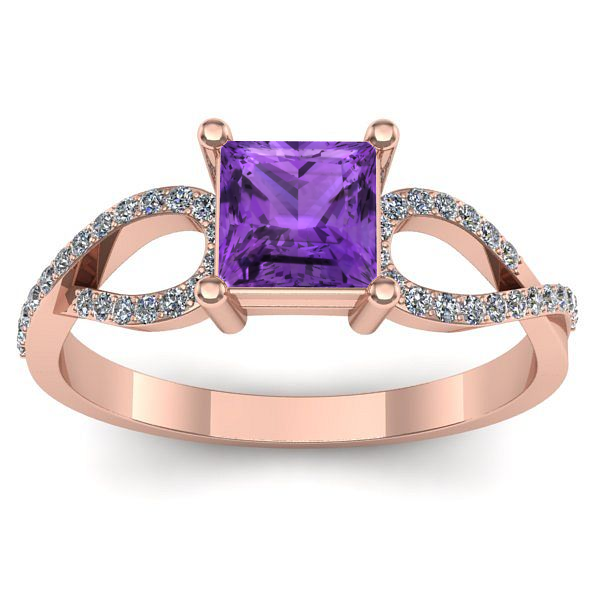 Inel cu ametist patrat