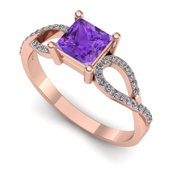 Inel din aur roz cu ametist