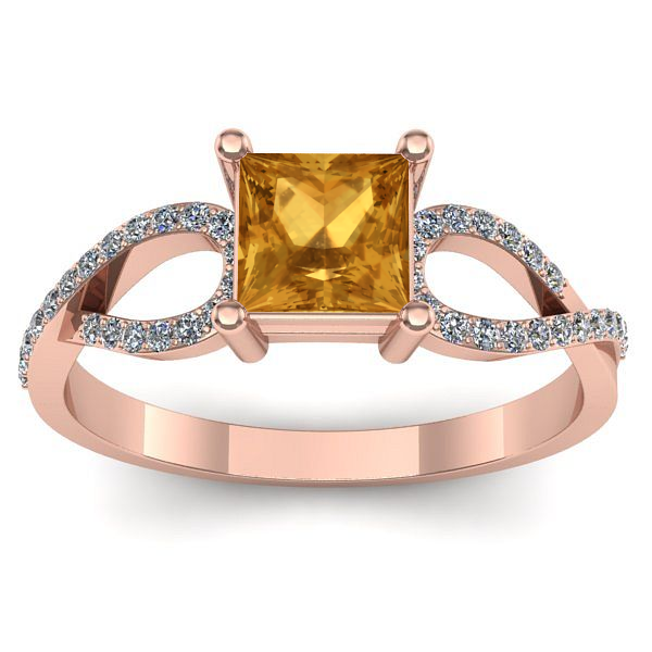 Inel cu citrin patrat