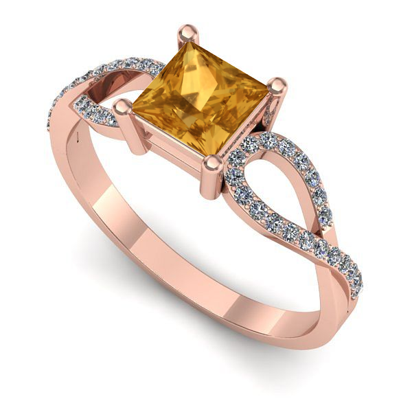 Inel de logodna din aur roz cu citrin