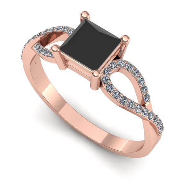 Inel din aur roz cu diamant negru