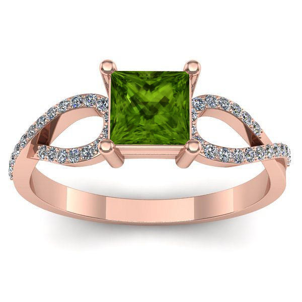 Inel cu peridot patrat