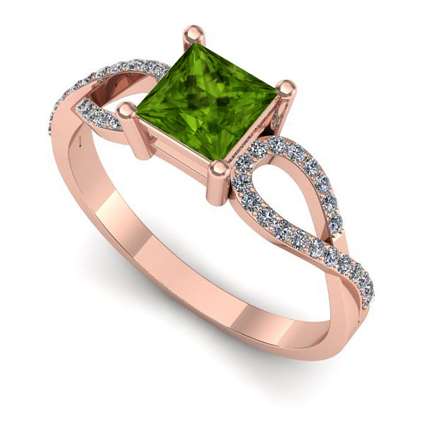 Inel din aur roz cu peridot