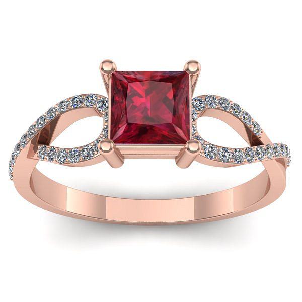 Inel de logodna cu rubin patrat