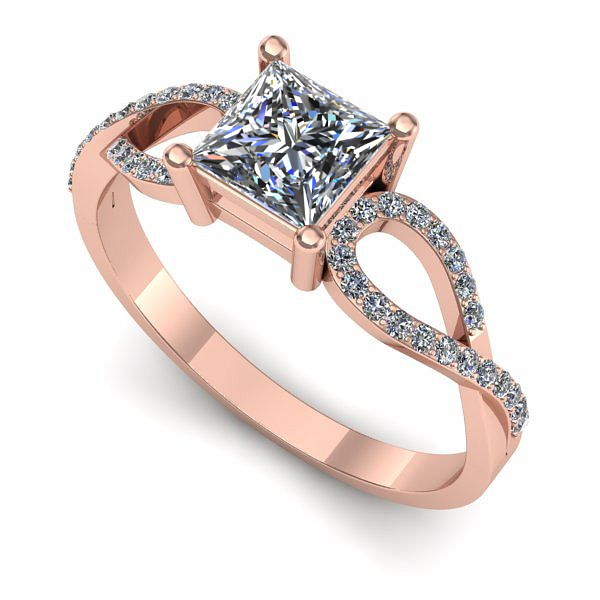 Inel logodna din aur roz cu safir alb