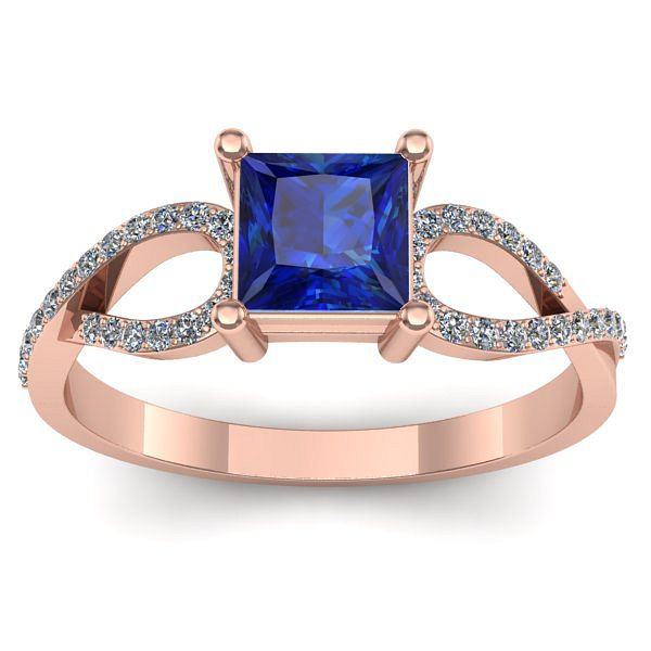 Inel cu safir patrat