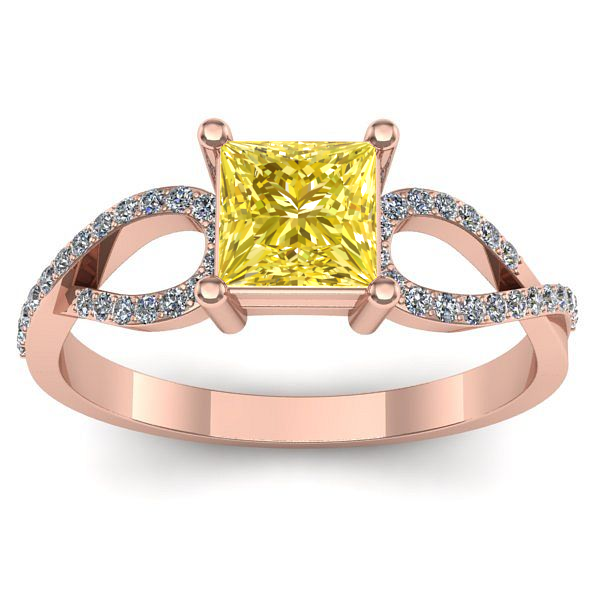 Inel de logodna cu safir galben patrat